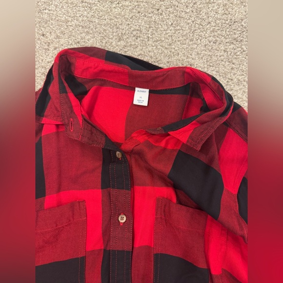 Old Navy Shirt Dress Womens Buffalo Check Plaid Red Button Front Flannel Size:XL - Picture 5 of 8